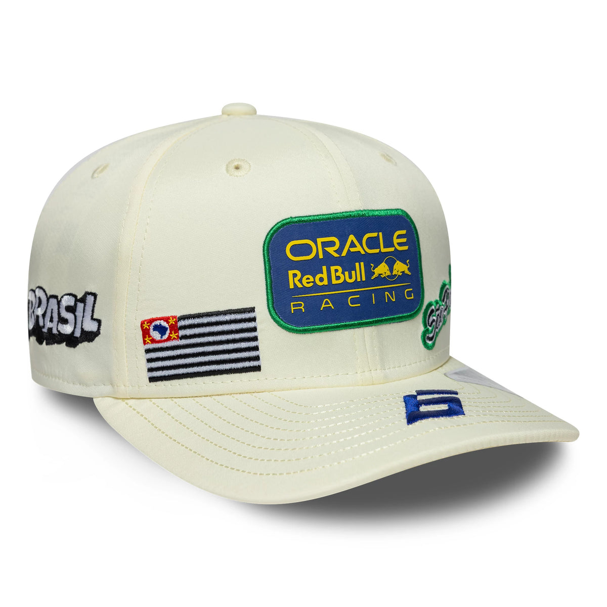 Pictured is this Red Bull Racing Brazil Race Special 9SEVENTY Stretch Snap cap in cream. 3
