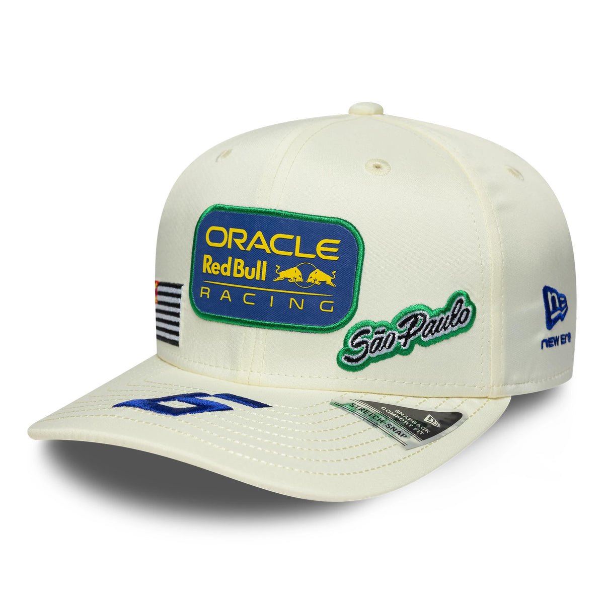 Pictured is this Red Bull Racing Brazil Race Special 9SEVENTY Stretch Snap cap in cream. 1