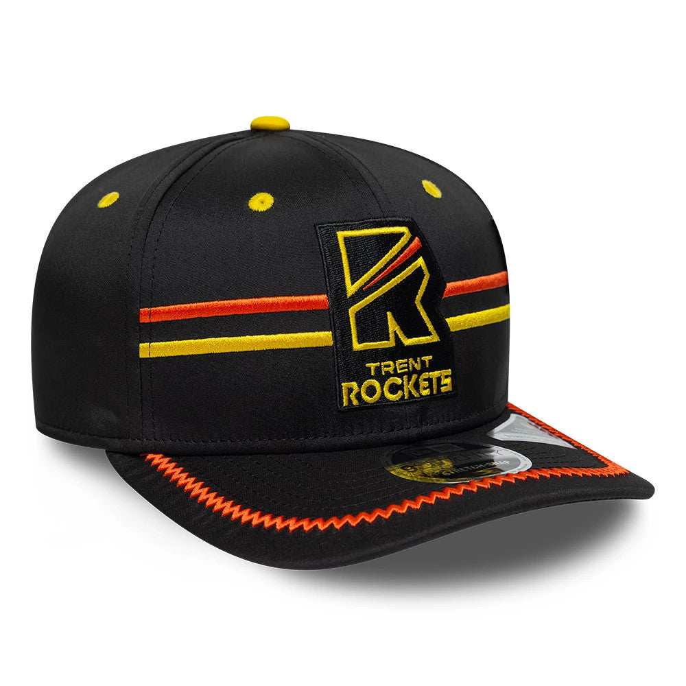 Pictured is this The Hundred 2026 Trent Rockets 9SEVENTY Stretch Snap Adjustable cap in black. 3