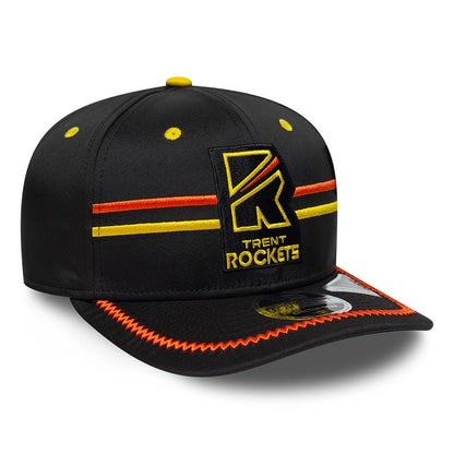 Pictured is this The Hundred 2026 Trent Rockets 9SEVENTY Stretch Snap Adjustable cap in black. 3