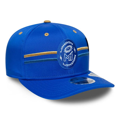 Pictured is this The Hundred 2026 MI London 9SEVENTY Stretch Snap Adjustable cap in bright blue. 3