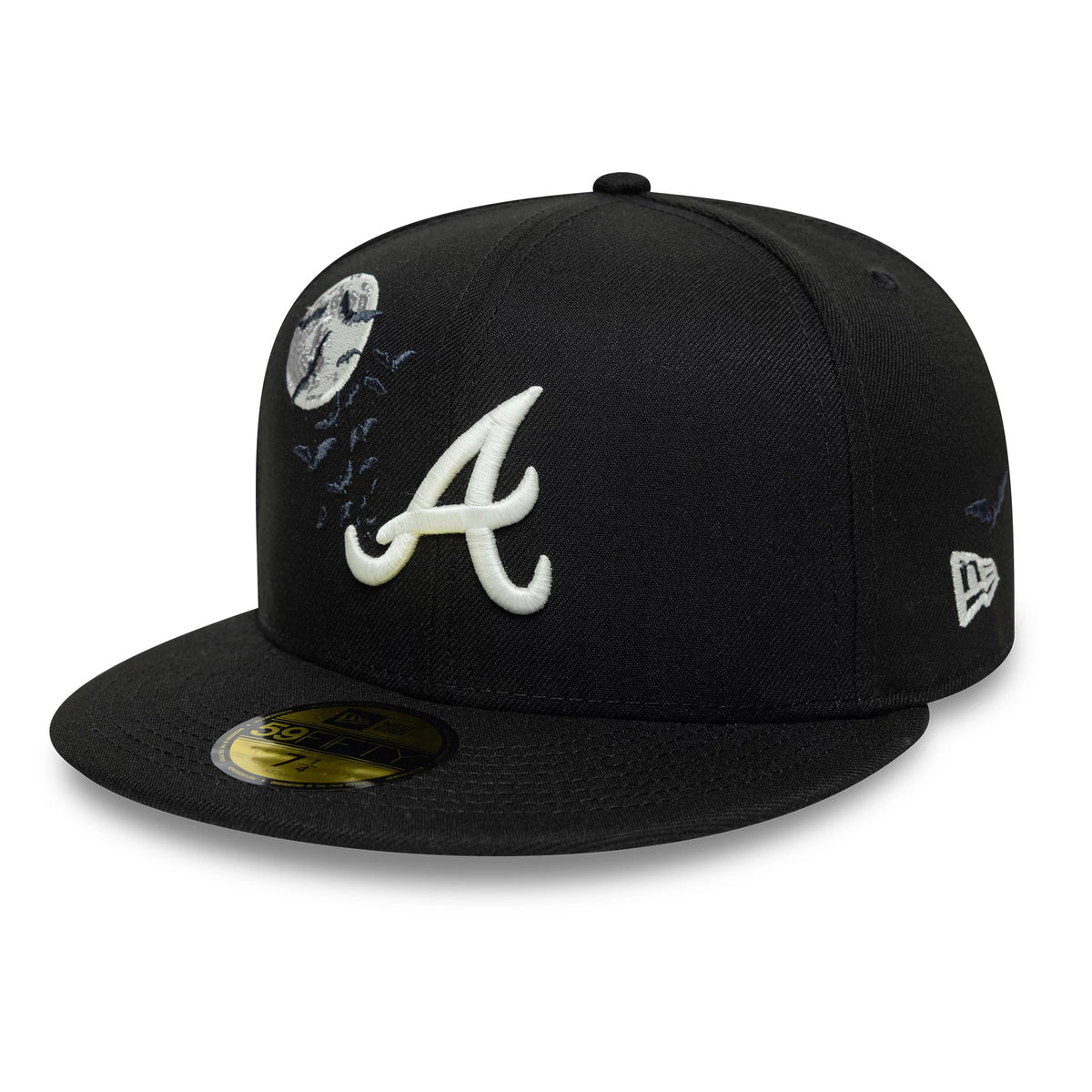 Pictured is this MLB Bats Atlanta Braves 59FIFTY Fitted cap in black. 4