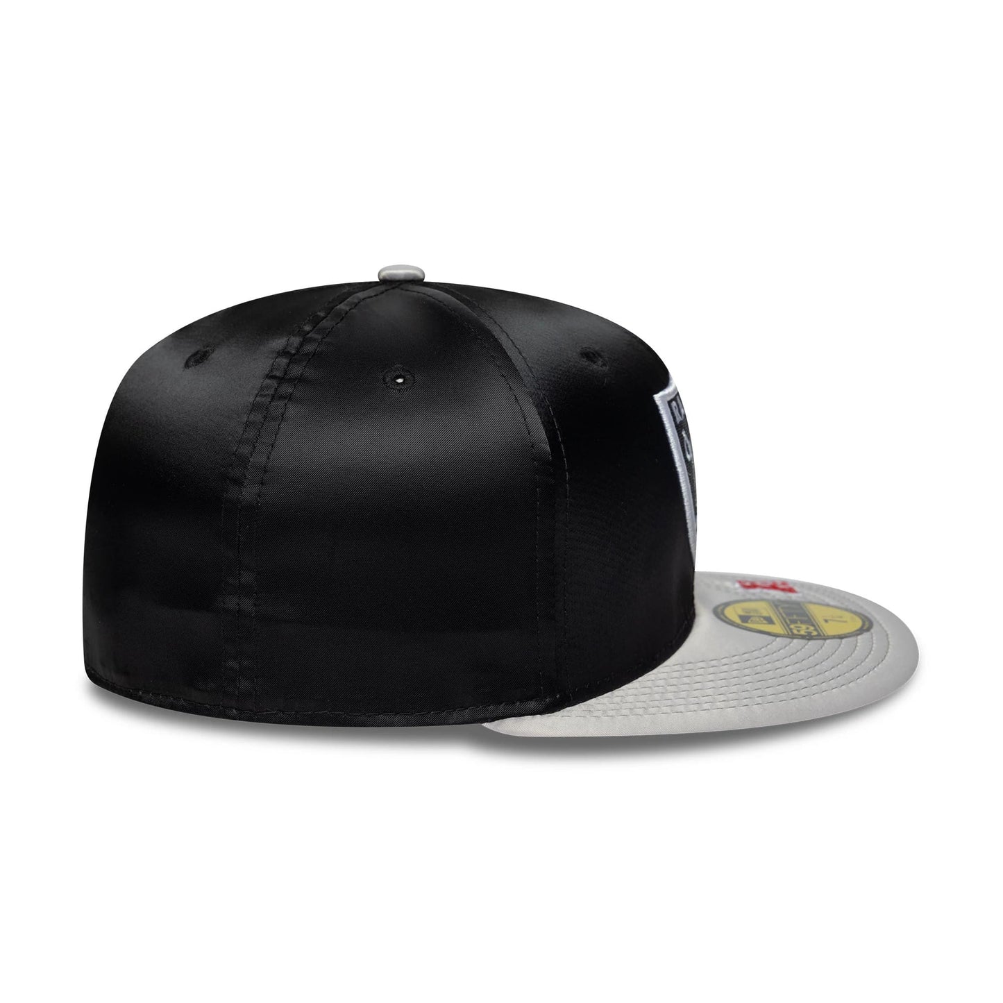 Pictured is this NFL Satin LA Raiders 59FIFTY Fitted cap in black & grey. 6