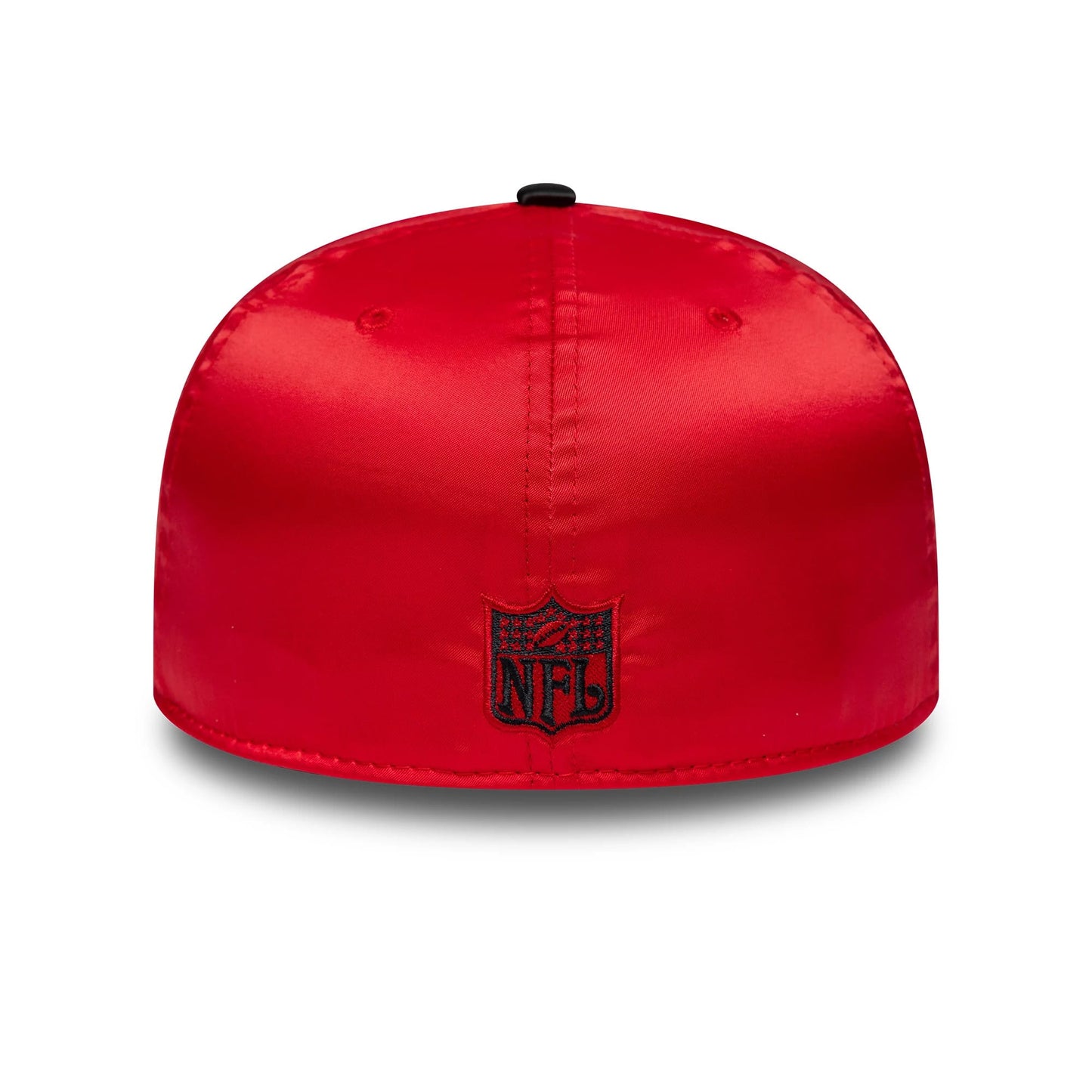 Pictured is this NFL Satin San Francisco 49ers 59FIFTY Fitted cap in red & black. 5