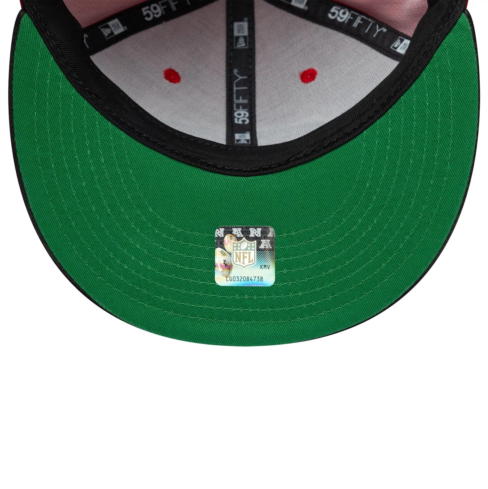 Pictured is this NFL Satin San Francisco 49ers 59FIFTY Fitted cap in red & black. 2