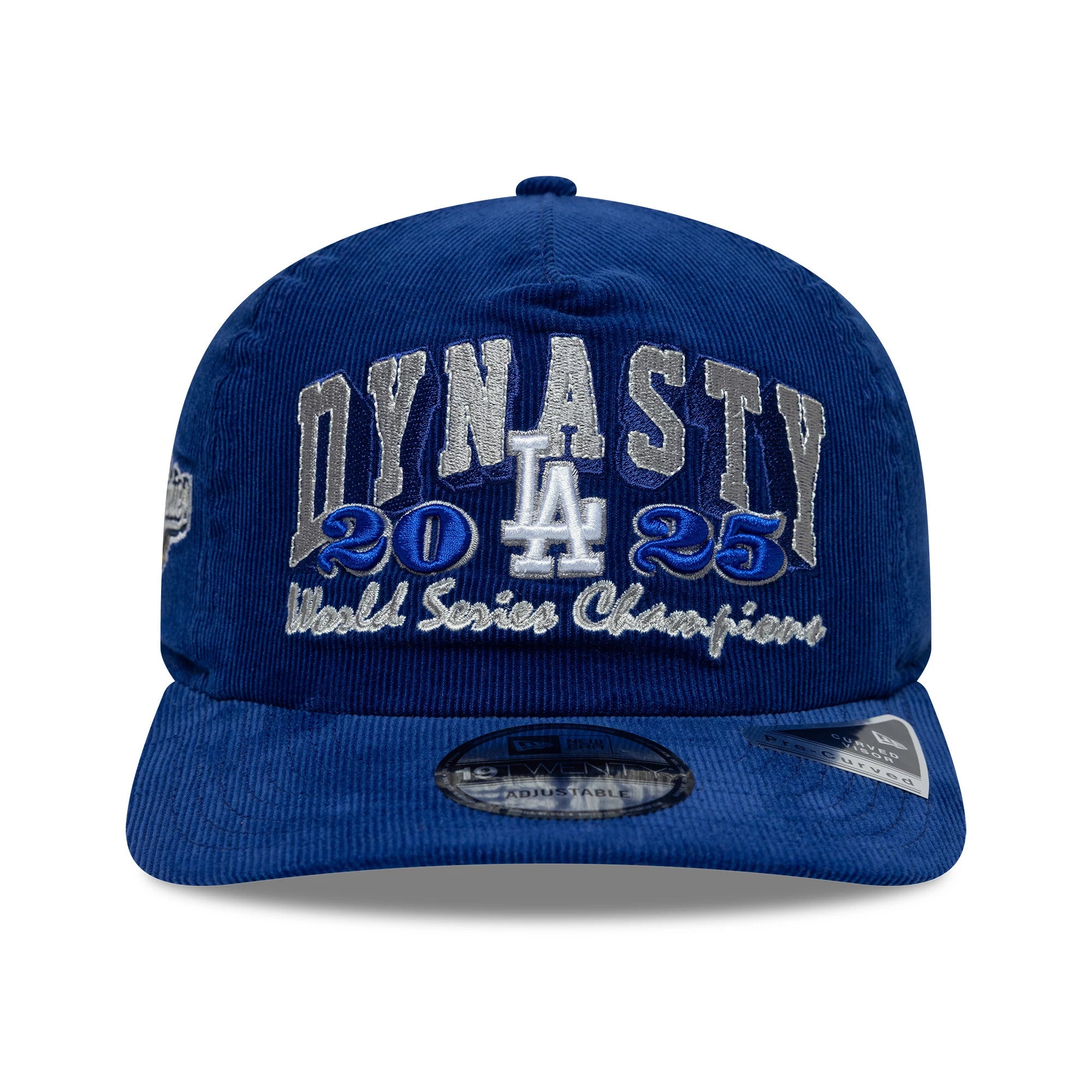 Pictured is this MLB Retro Dynasty LA Dodgers Cord 19TWENTY cap in dark blue. 3