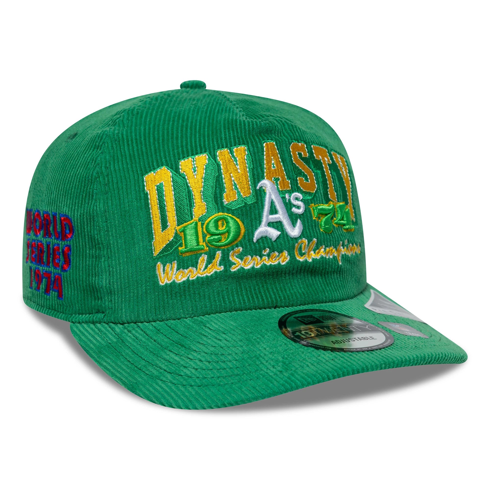 Pictured is this MLB Retro Dynasty Athletics Cord 19TWENTY cap in Green. 1