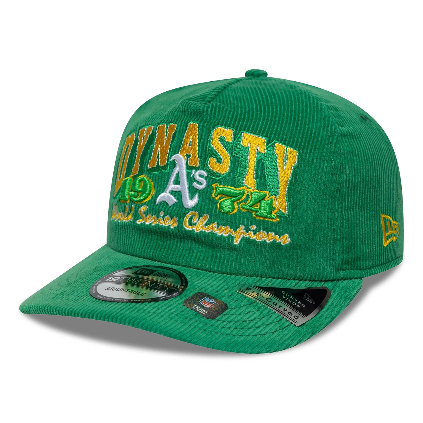 Pictured is this MLB Retro Dynasty Athletics Cord 19TWENTY cap in Green. 4