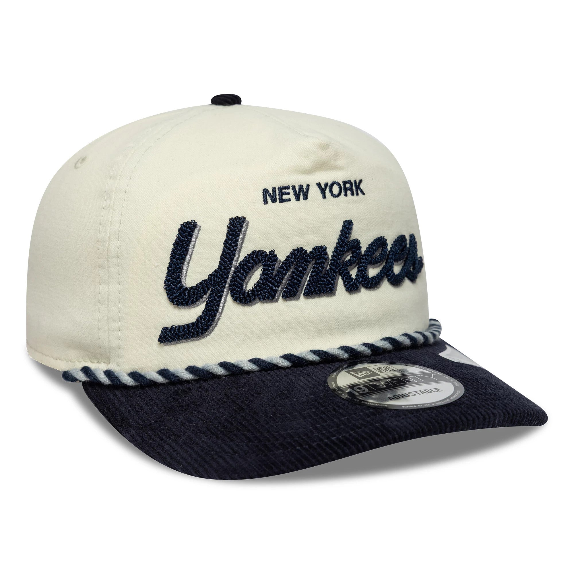 Pictured is this MLB Retro Dynasty New York Yankees 19TWENTY cap in cream & navy. 1
