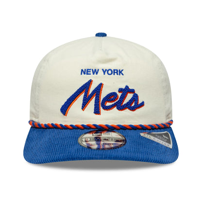 Pictured is this MLB Retro Dynasty New York Mets Cord 19TWENTY cap in cream & blue. 3