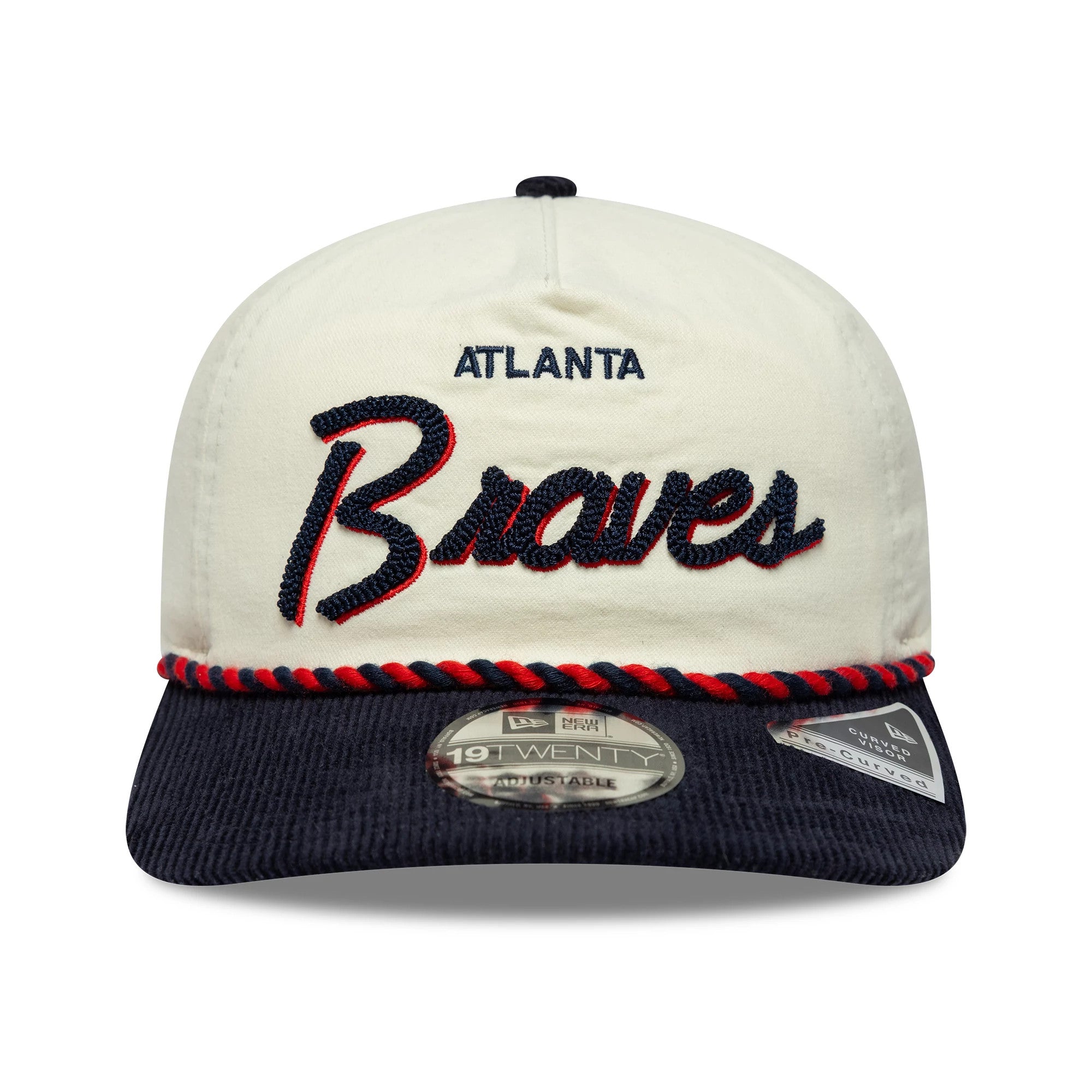 Pictured is this MLB Retro Dynasty Atlanta Braves 19TWENTY cap in cream & navy. 3