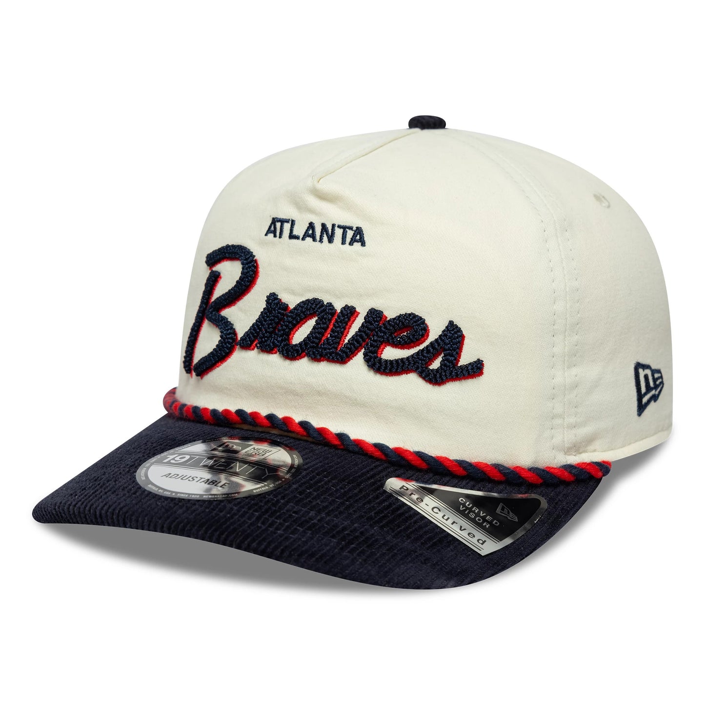 Pictured is this MLB Retro Dynasty Atlanta Braves 19TWENTY cap in cream & navy. 1