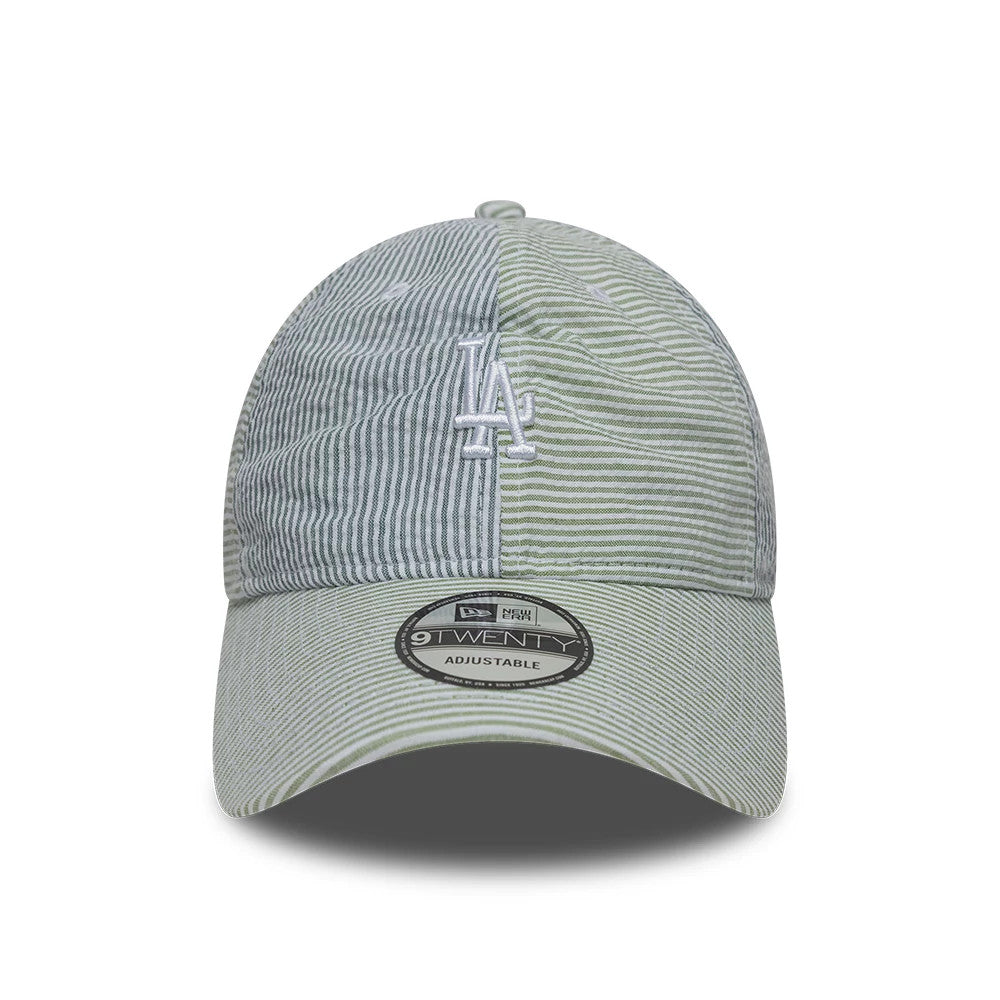 Pictured is this MLB Stripe LA Dodgers 9TWENTY cap in green and blue. 2