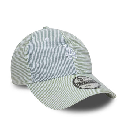 Pictured is this MLB Stripe LA Dodgers 9TWENTY cap in green and blue. 3