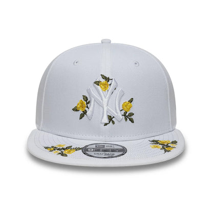 Pictured is this MLB Floral New York Yankees 9FIFTY Snapback cap in white. 2