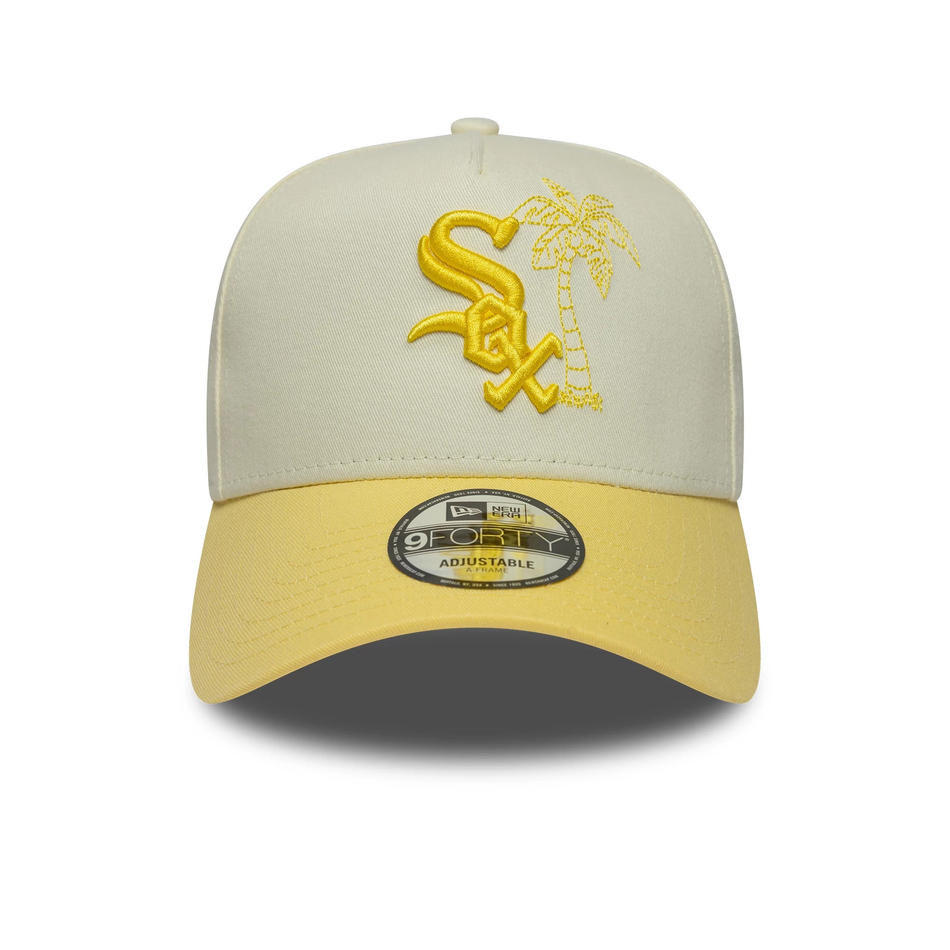 Pictured is this MLB Icon E-Frame Chicago White Sox 9FORTY A-Frame cap in white. 2
