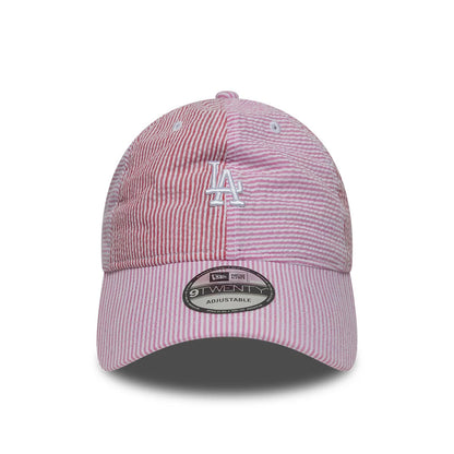 Pictured is this MLB Stripe LA Dodgers 9TWENTY cap in red and pink. 2