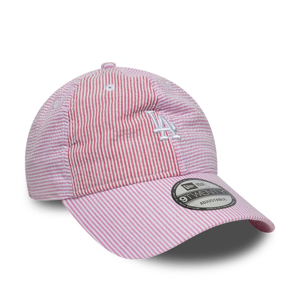 Pictured is this MLB Stripe LA Dodgers 9TWENTY cap in red and pink. 3