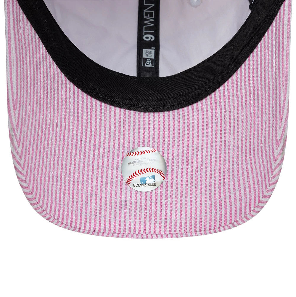 Pictured is this MLB Stripe LA Dodgers 9TWENTY cap in red and pink. 7
