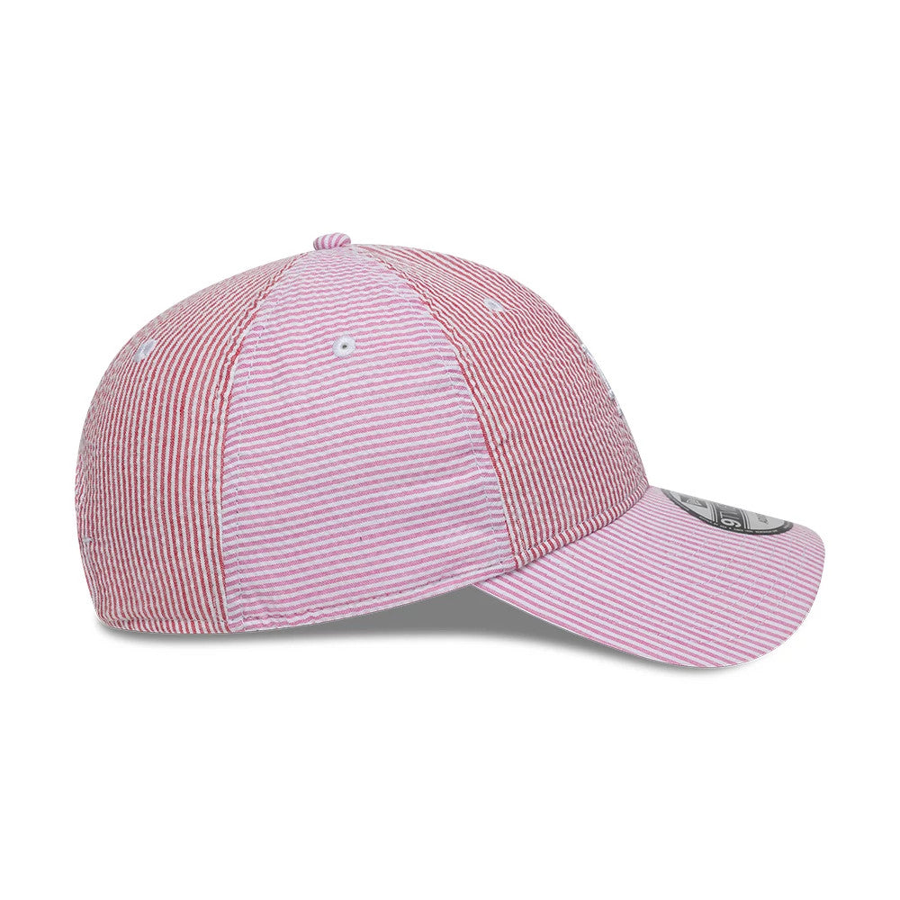 Pictured is this MLB Stripe LA Dodgers 9TWENTY cap in red and pink. 5