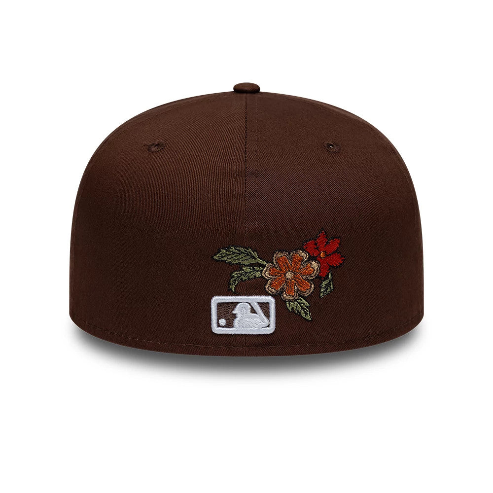 Pictured is this MLB Floral New York Yankees 59FIFTY Fitted cap in dark brown. 6