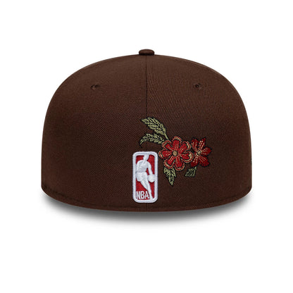 Pictured is this NBA Floral Chicago Bulls 59FIFTY Fitted cap in brown. 4