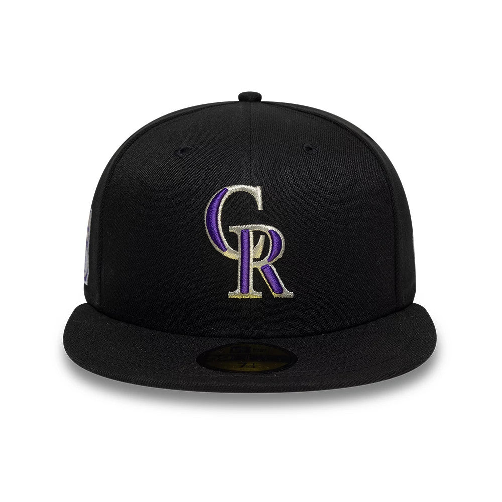 Pictured is this MLB Cooperstown Colorado Rockies 59FIFTY Fitted cap in black. 3