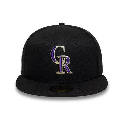 Pictured is this MLB Cooperstown Colorado Rockies 59FIFTY Fitted cap in black. 3