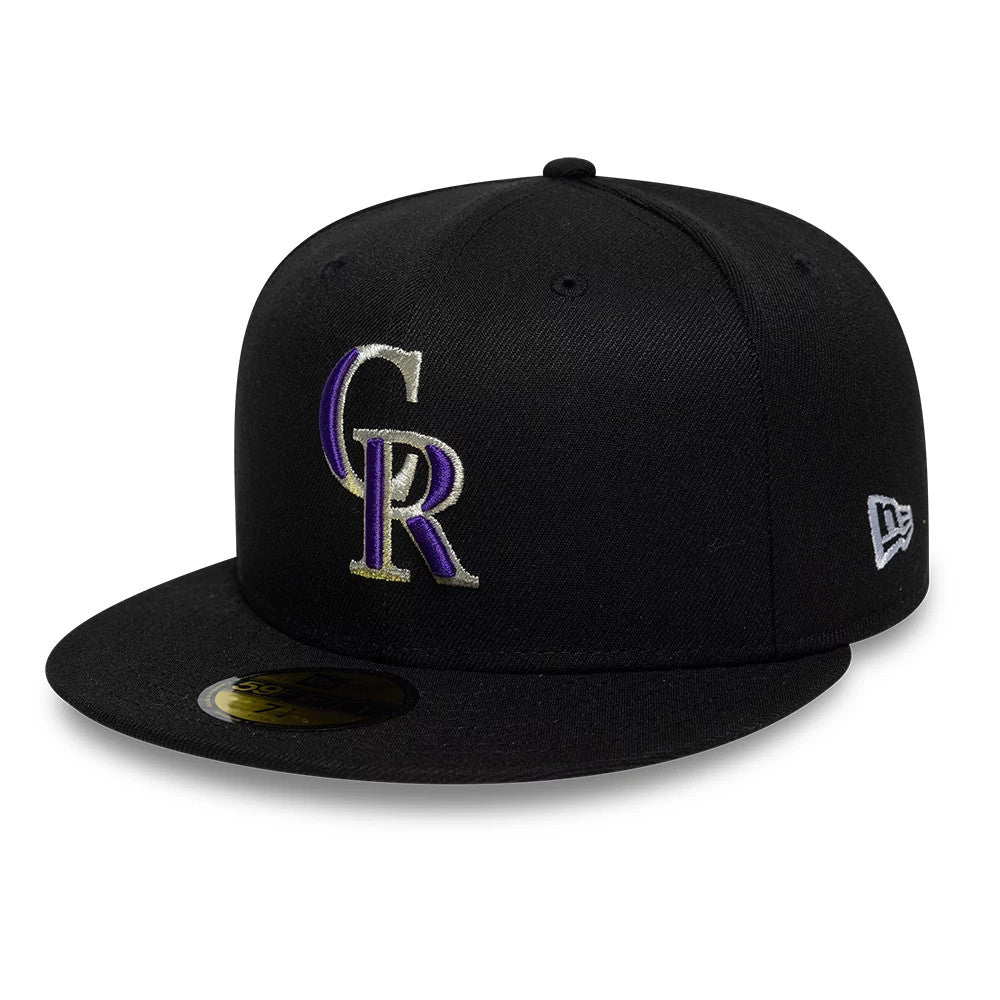 Pictured is this MLB Cooperstown Colorado Rockies 59FIFTY Fitted cap in black. 4