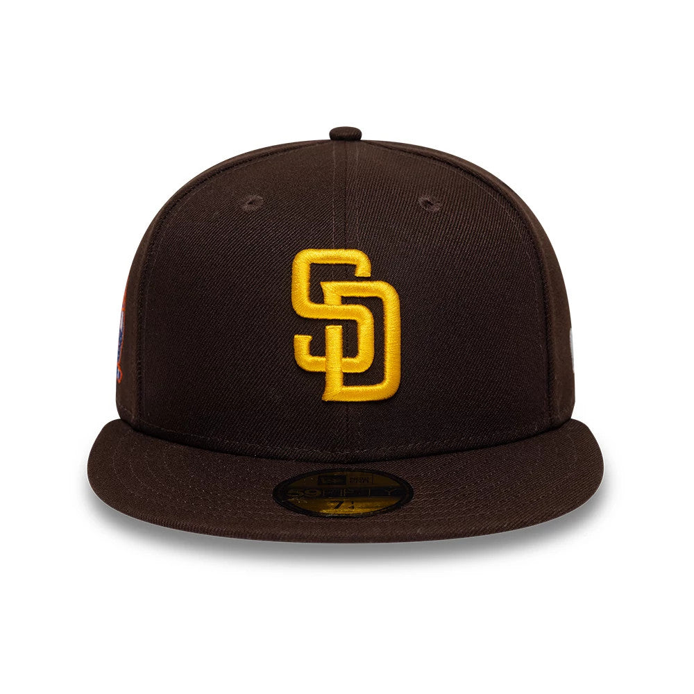 Pictured is this MLB Cooperstown San Diego Padres 59FIFTY Fitted cap in dark brown. 3
