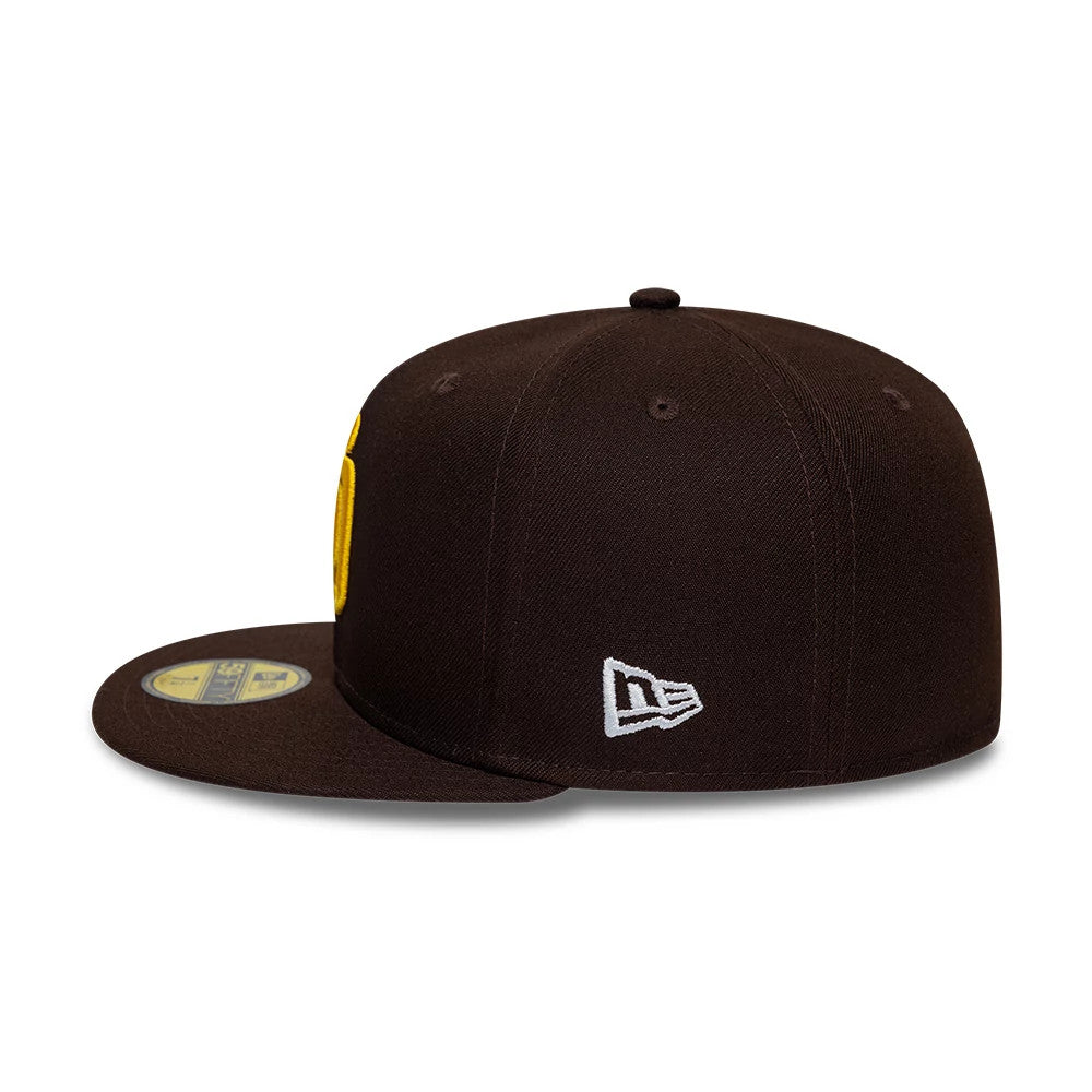Pictured is this MLB Cooperstown San Diego Padres 59FIFTY Fitted cap in dark brown. 6
