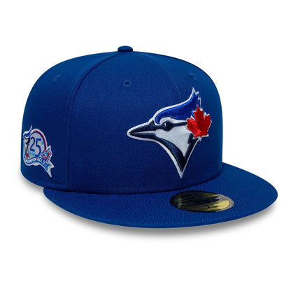 Pictured is this MLB Cooperstown Toronto Blue Jays 59FIFTY Fitted cap in blue. 1