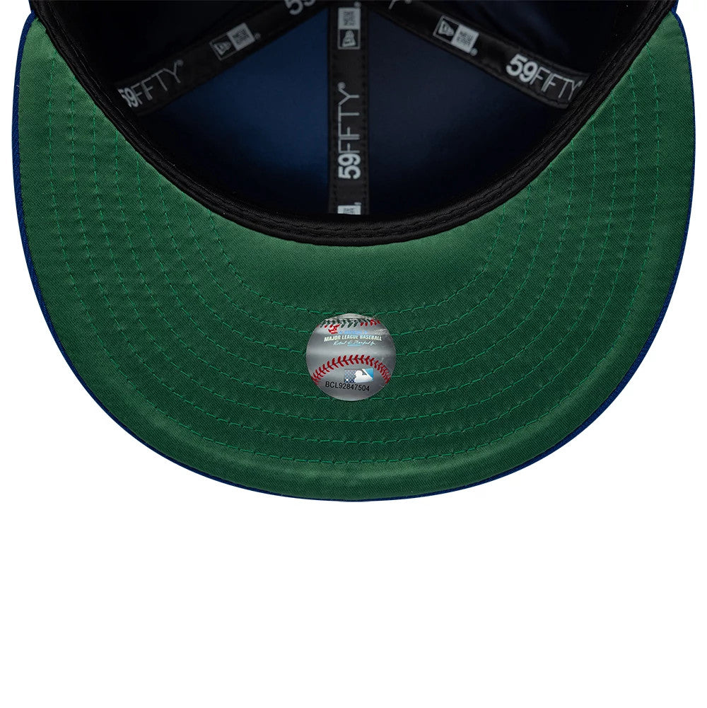 Pictured is this MLB Cooperstown Toronto Blue Jays 59FIFTY Fitted cap in blue. 2
