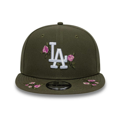 Pictured is this MLB Floral LA Dodgers 9FIFTY Snapback cap in green. 3
