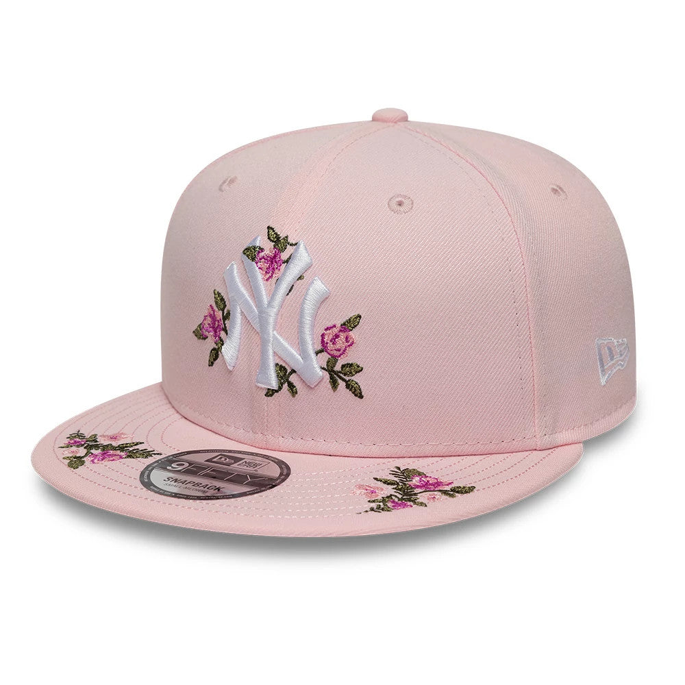 Pictured is this MLB Floral New York Yankees 9FIFTY Snapback cap in pastel pink. 1