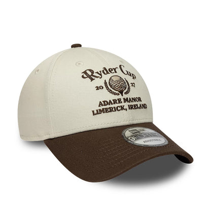 Pictured is this Ryder Cup 2027 Contrast Visor 9FORTY cap in cream. 3