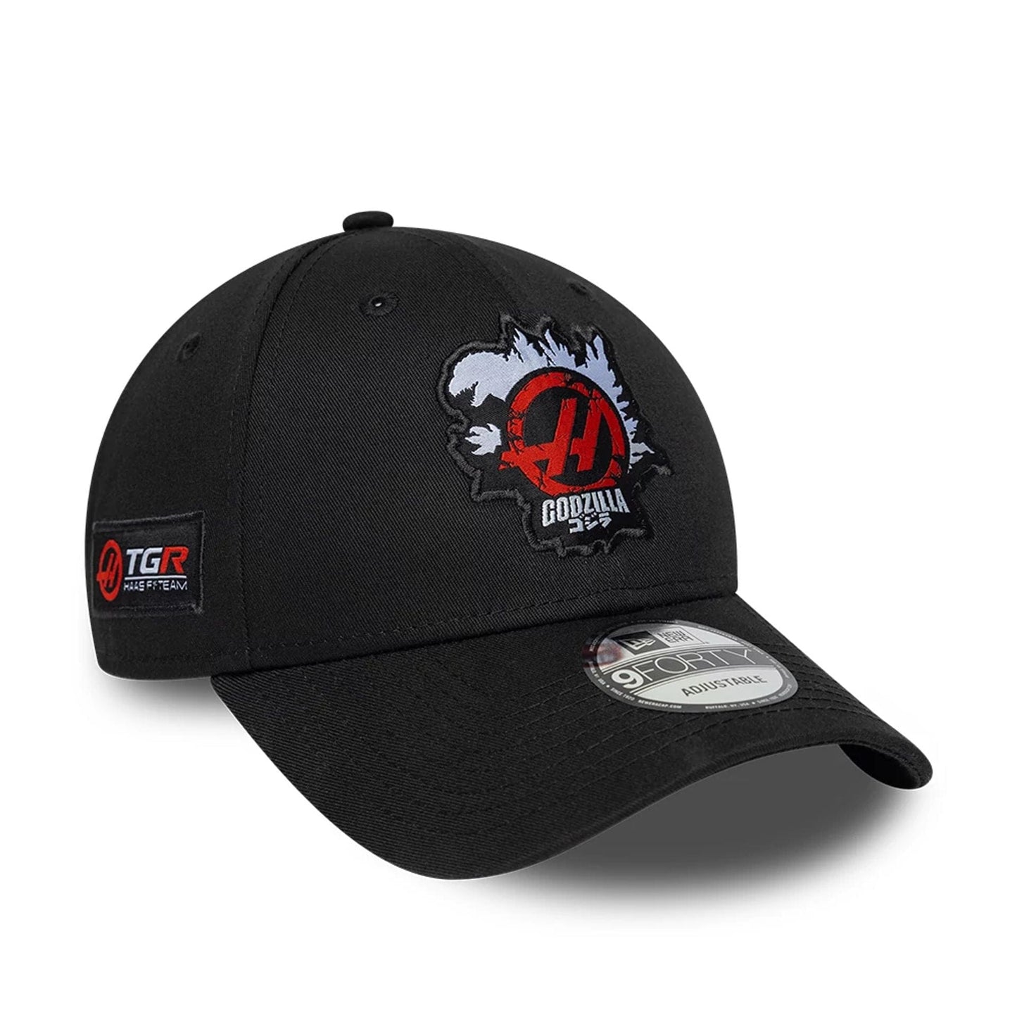 Pictured is this Godzilla X TGR Haas F1 9FORTY cap in black. 1