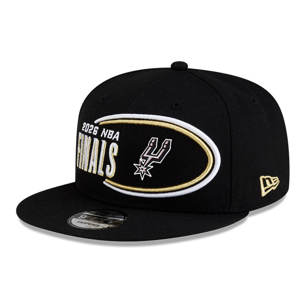 Pictured is this NBA Finals 2026 San Antonio Spurs 9FIFTY Snapback cap in black. 4