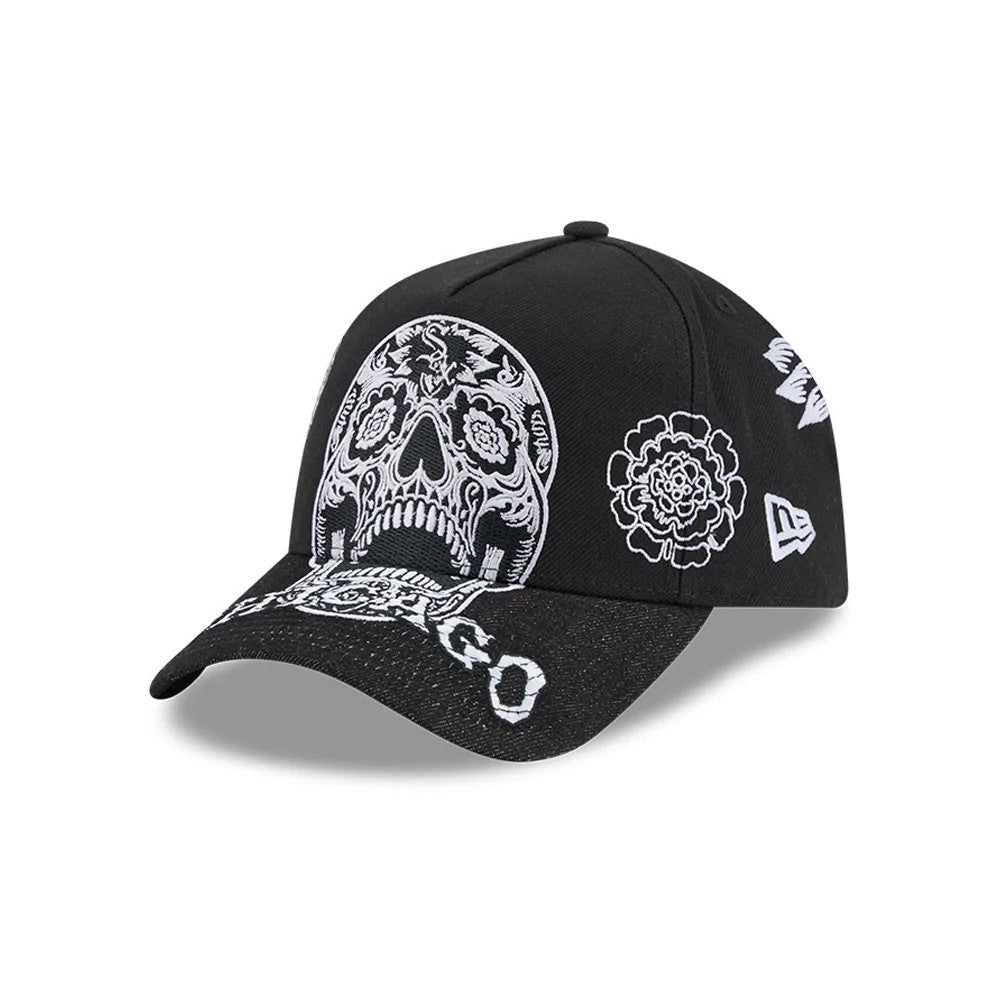 Pictured is this MLB Day Of The Dead Chicago White Sox 9FORTY A-Frame cap in black. 1