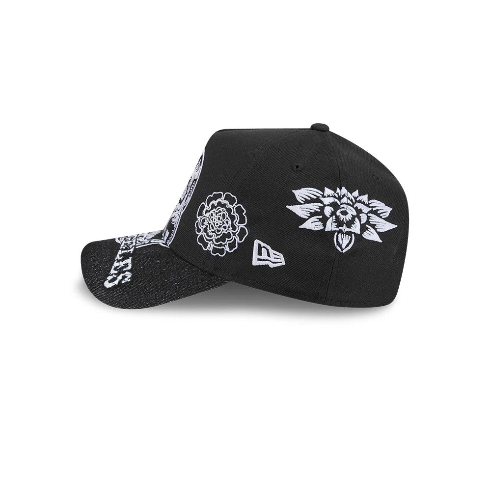 Pictured is this MLB Day Of The Dead LA Dodgers 9FORTY A-Frame cap in black. 4