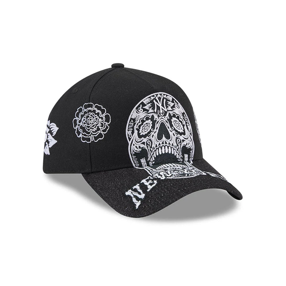 Pictured is this MLB Day Of The Dead New York Yankees 9FORTY A-Frame cap in black. 3
