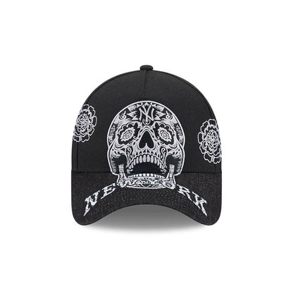 Pictured is this MLB Day Of The Dead New York Yankees 9FORTY A-Frame cap in black. 2
