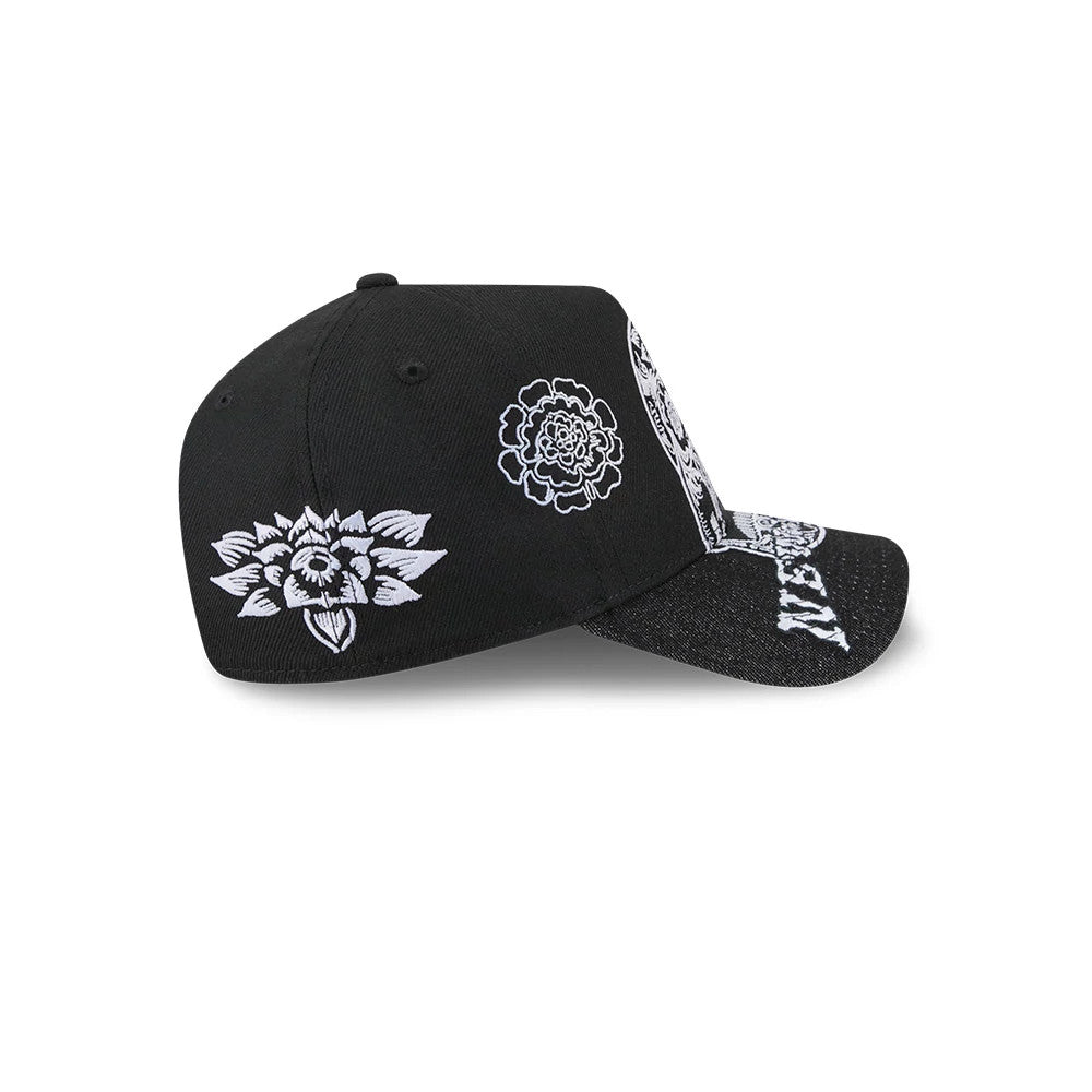 Pictured is this MLB Day Of The Dead New York Yankees 9FORTY A-Frame cap in black. 5
