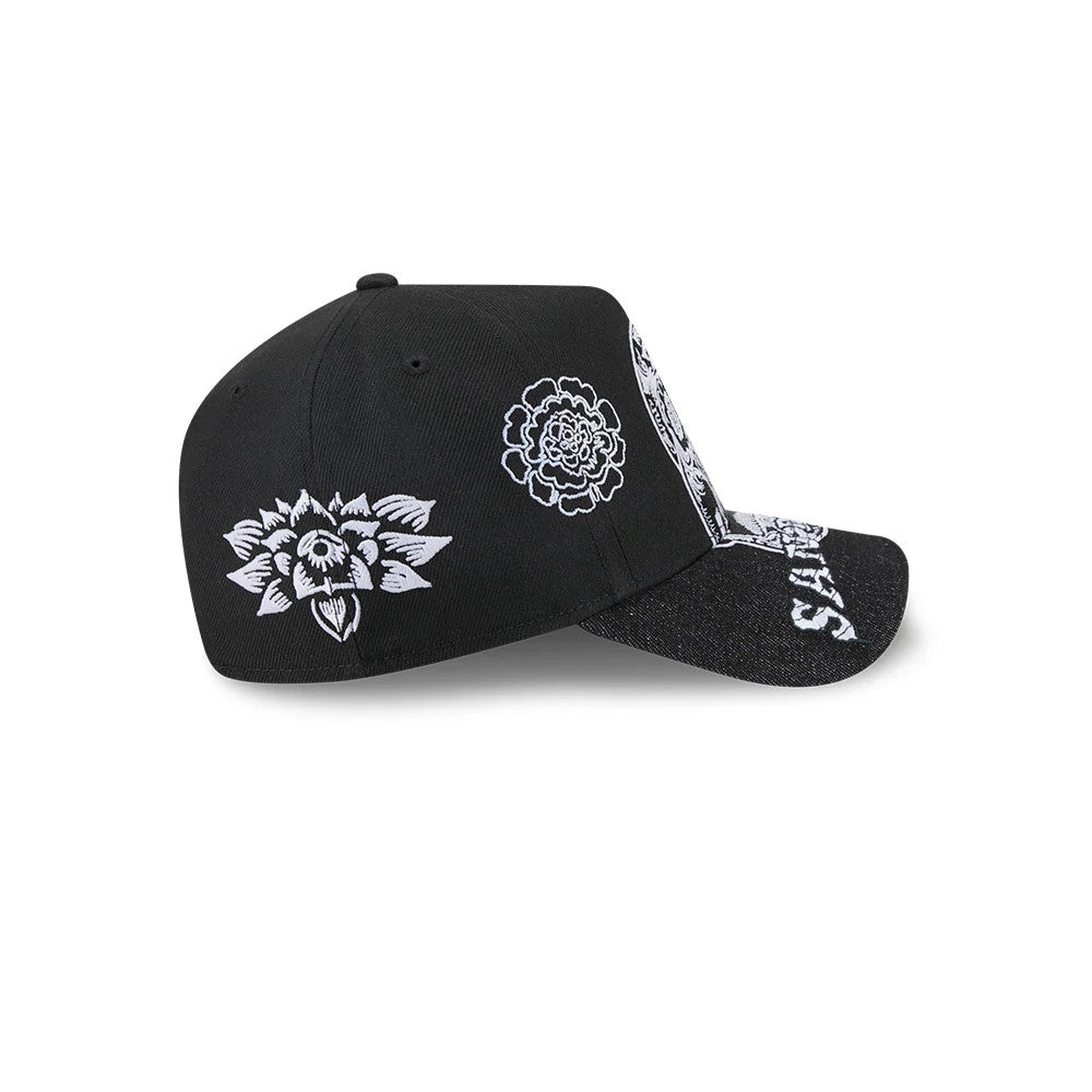 Pictured is this MLB Day Of The Dead San Diego Padres 9FORTY A-Frame cap in black. 5