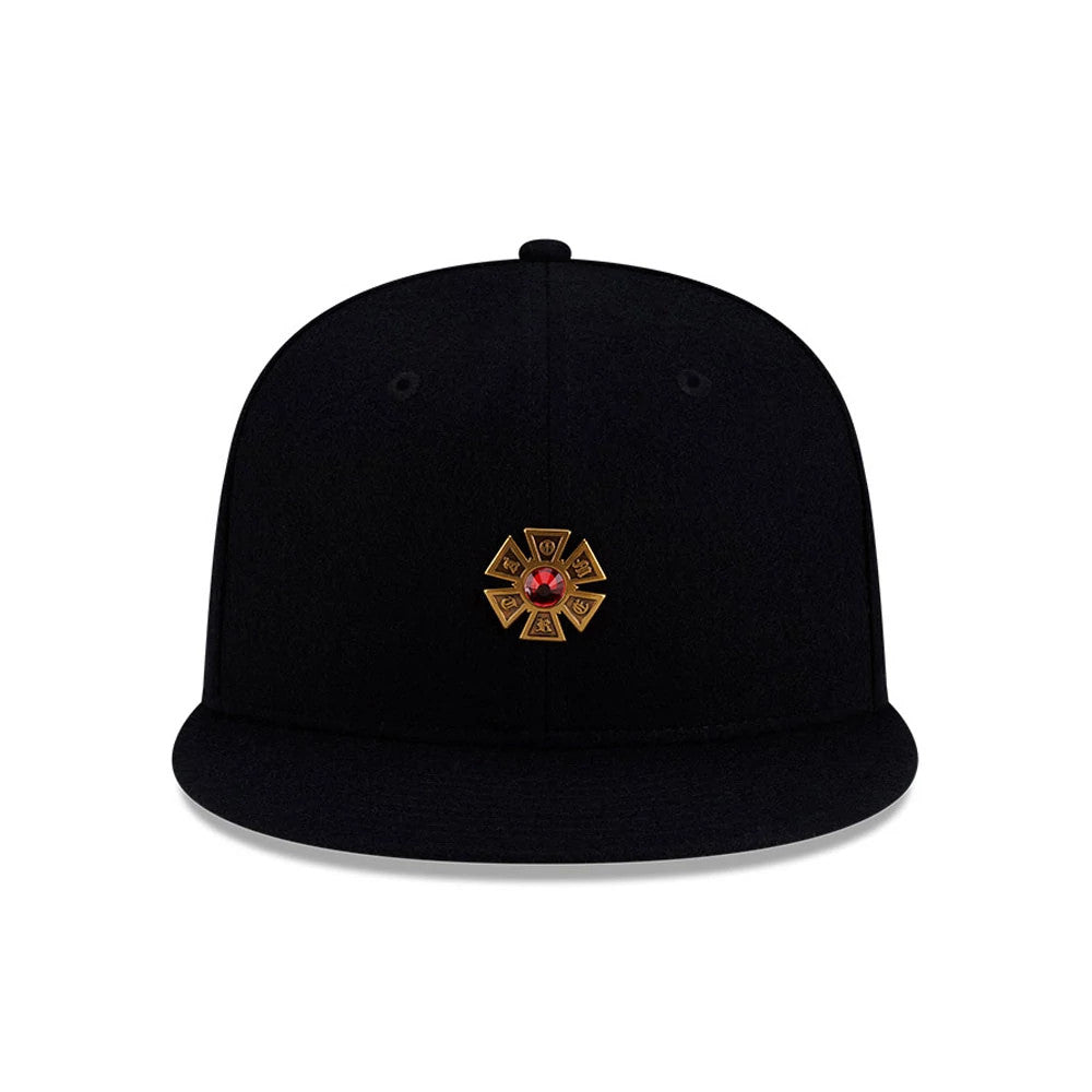 Pictured is this New Era X J Balvin & Ryan Castro Omerta New Era 59FIFTY Fitted cap in black. 2
