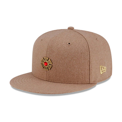 Pictured is this New Era X J Balvin & Ryan Castro Omerta New Era 59FIFTY Fitted cap in beige. 3