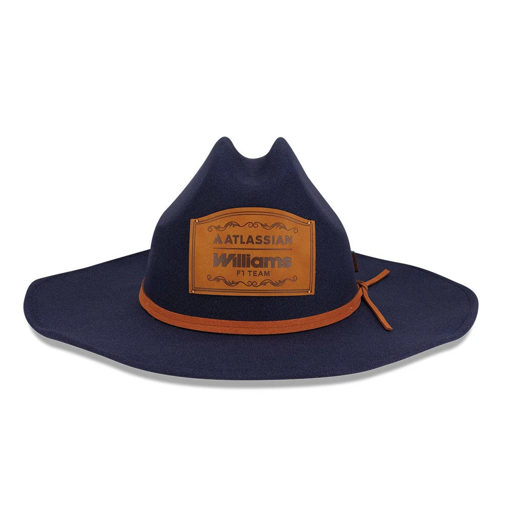 Pictured is this Williams Austin Race Special Wide Brim Fedora Cowboy hat in navy. 2