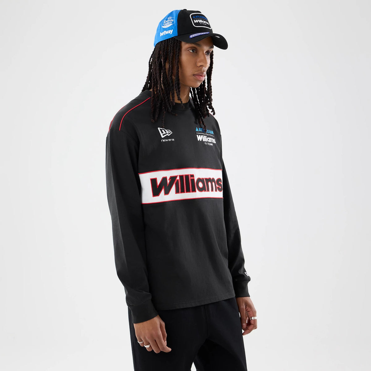 The model is wearing this Williams Vegas Race Special Long Sleeve T-Shirt in black. 4