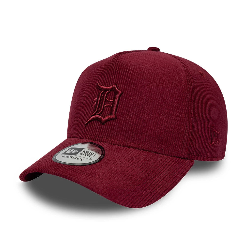 Pictured is this MLB Entry Cord Detroit Tigers 9FORTY E-Frame cap in dark red. 1