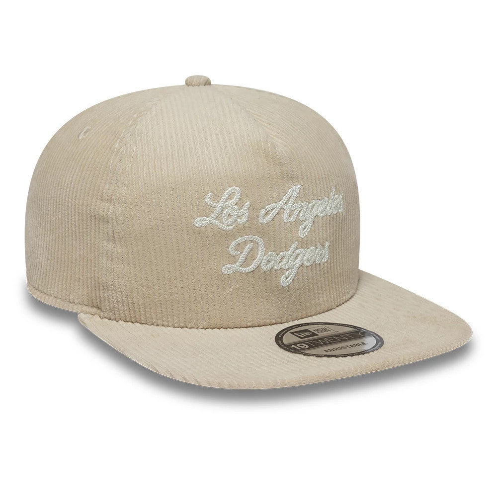 Pictured is this MLB Script Cord LA Dodgers 19TWENTY cap in light beige. 3